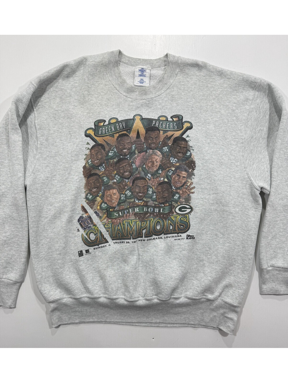 Vintage Pro Player Packers Super Bowl XXXI Champions Sweatshirt XXL USA Misprint